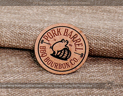 Circular Wood Business Card with Custom Etch and Print