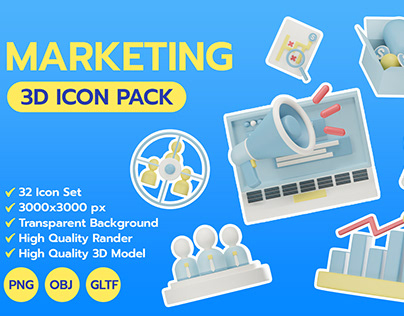 Marketing 3D icon set