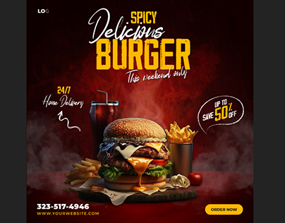 Delicious Burger Food Social Media Promotion video