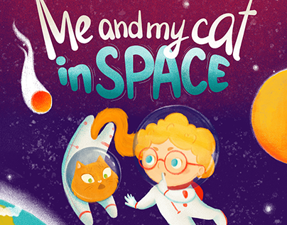 Me and my cat in space - Children's book illustration