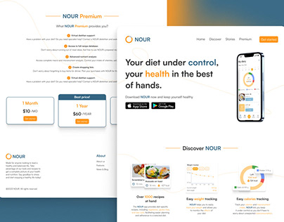 NOUR - Diet & Calorie counter app - landing page