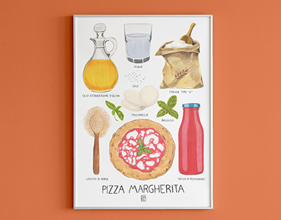Pizza Margherita - Food Illustration