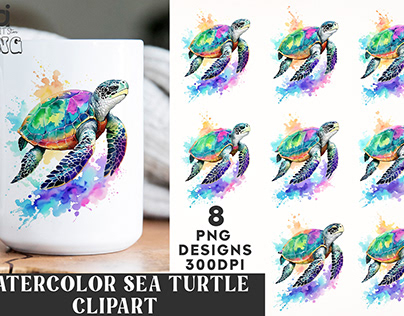 Watercolor Sea Turtle Clipart