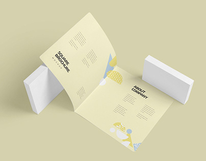 Two Fold Square Brochure Mockups