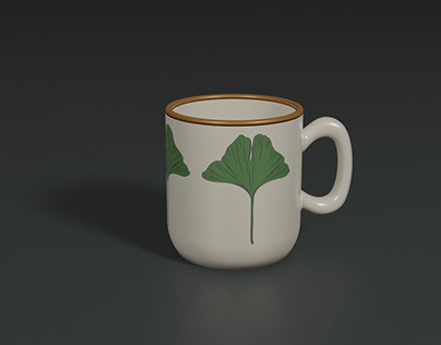 ginkgo leaf illustration and mug design