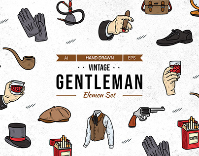 Hand Drawn Vintage Gentleman Element Set