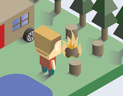 Isometric Camping Illustration
