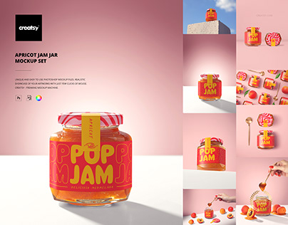 Apricot Jam Jar Mockup Set