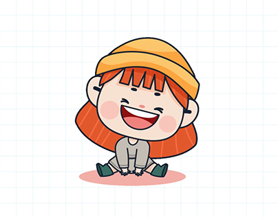 Animated loop character girl laugh