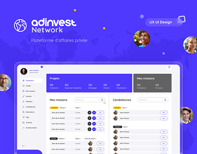 AdInvest Network • UX UI Design d'application réseau