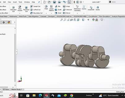 Project thumbnail - Crank shaft design in solidwork