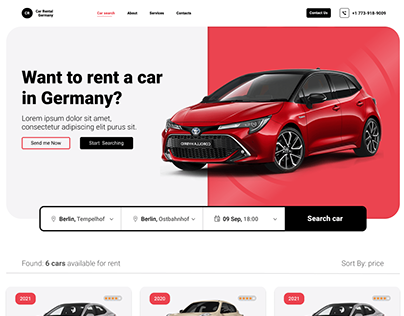 Car rental website design concept