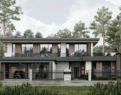 Renders of the project of a house in St. Petersburg.