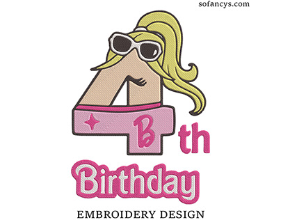 4th Birthday Barbi Embroidery Designs