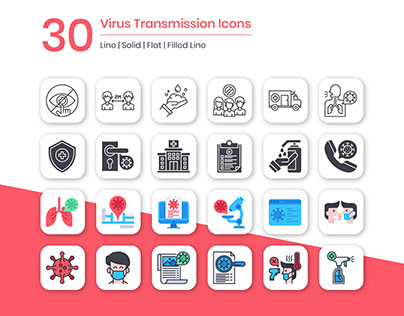30 Virus Transmission Icons Set