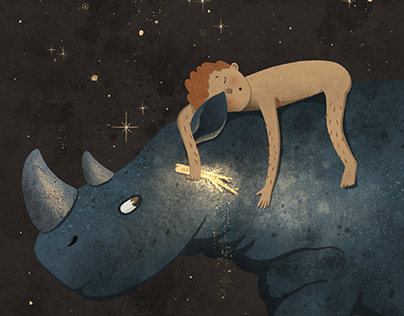 A boy and a rhino