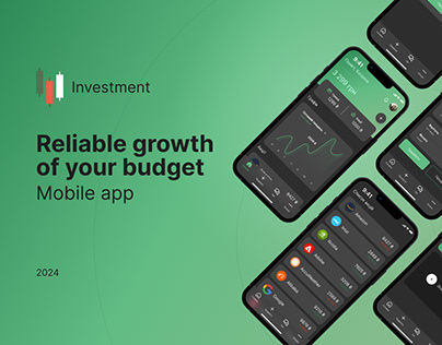 Investment mobile app green color dark theme