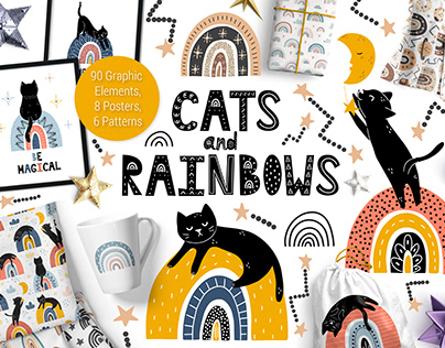 Cats and Rainbows Graphic Pack
