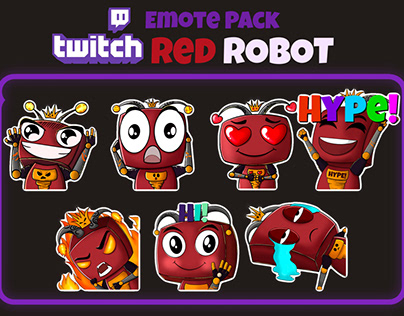 Red robot twitch emote pack