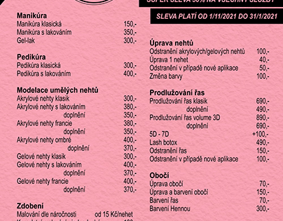 Ahri Salon's price menu