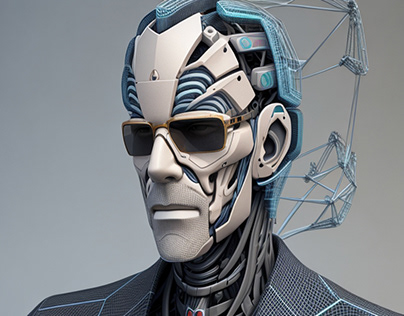 Robot man head