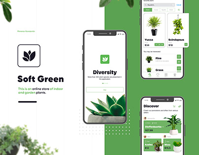 Soft Green mobile application Online shop Store ui / ux