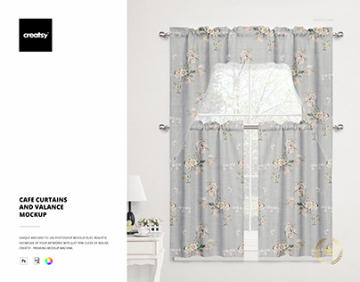 Cafe Curtains and Valance Mockup