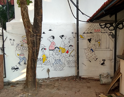 Wall painting for Azure bar and kitchen at Baga, Goa