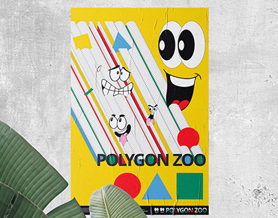 Polygon Zoo Poster Yellow.
