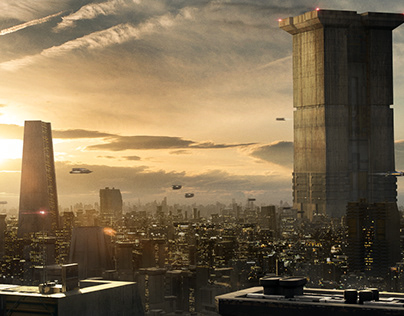 Sci Fi Brutalist City - Cinematic Matte Painting