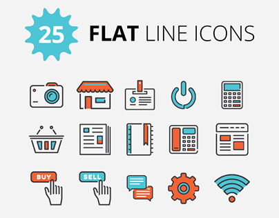 Flat Design Line Icons