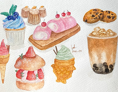 Gouache desserts study