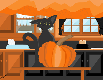 Halloween Kitty Illustration