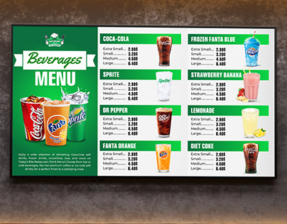 Beverages Menu Board | TV Screen Menu | Digital menu