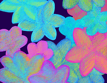 Fluorescent flowers textile pattern