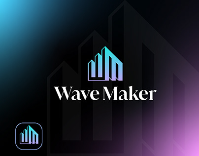 W M Logo, Letter logo, Wave Maker logo, Minimalist