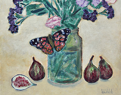 STILL LIFE WITH FIGS AND VANESSA BUTTERFLY