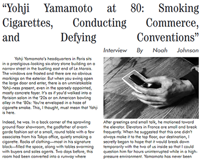 Yohji Yamamoto Fashion Magazine
