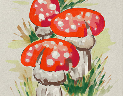 Fly Agaric in Digital Watercolour