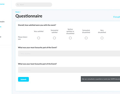 Questionaire page UI Design
