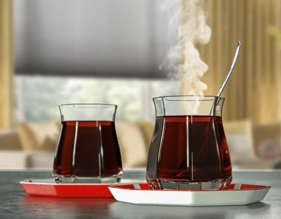 Turkish Tea Glass & Coaster Set Design II