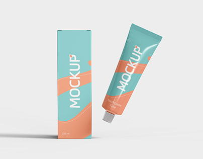 PSD Toothpaste Tube with Box Mockup