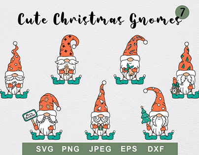 Vector set of cute Christmas gnomes