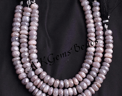 Peach, Gray Moonstone Coated Silverite Gemstone Beads