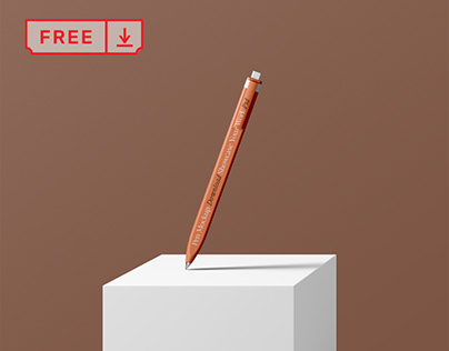 Free Pen on Box Mockup
