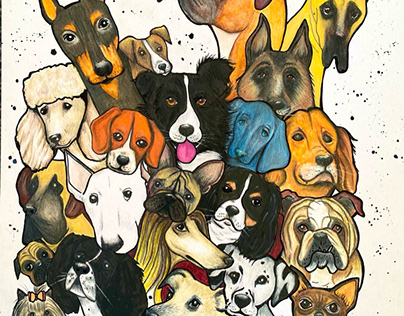 Illustration, dogs, pet art
