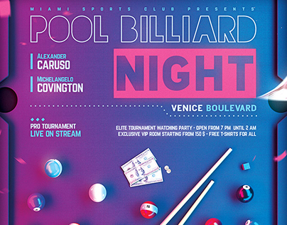 Pool Billiard Flyer 8 Ball Design Template