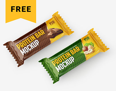 Free Protein Bar Mockup Set | Snack