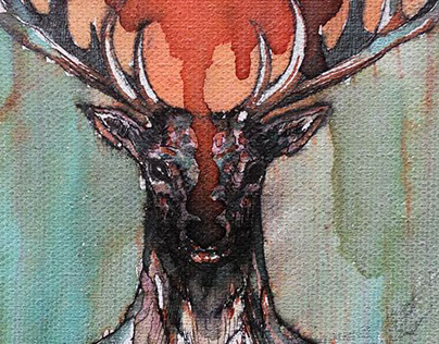 Dear deer-ink painting
