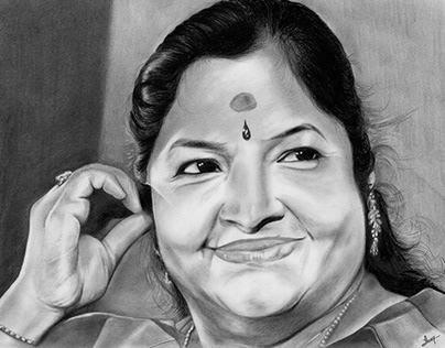 K S Chithra - Portrait ( Charcoal & Graphite Pencils )